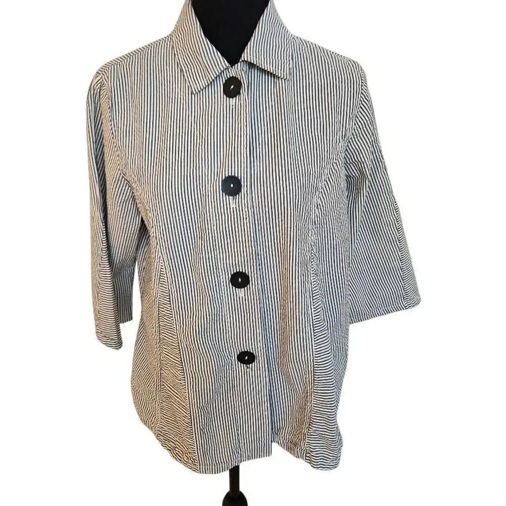 Mill Valley Clothing Company Stripe 100% Cotton Trumpet Shirt Black White Small